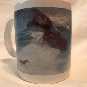 Leanin Tree Wild Horse Coffee Mug Cup Beautiful Art by Lori Quarton RARE